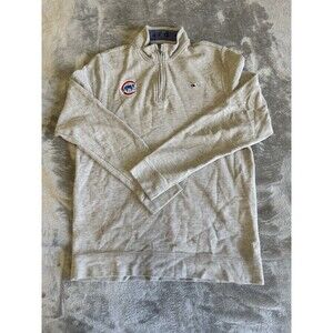 Vineyard Vines 1/4 Zip Youth Sweater XL (18) Light Gray Whale/Cub Logo